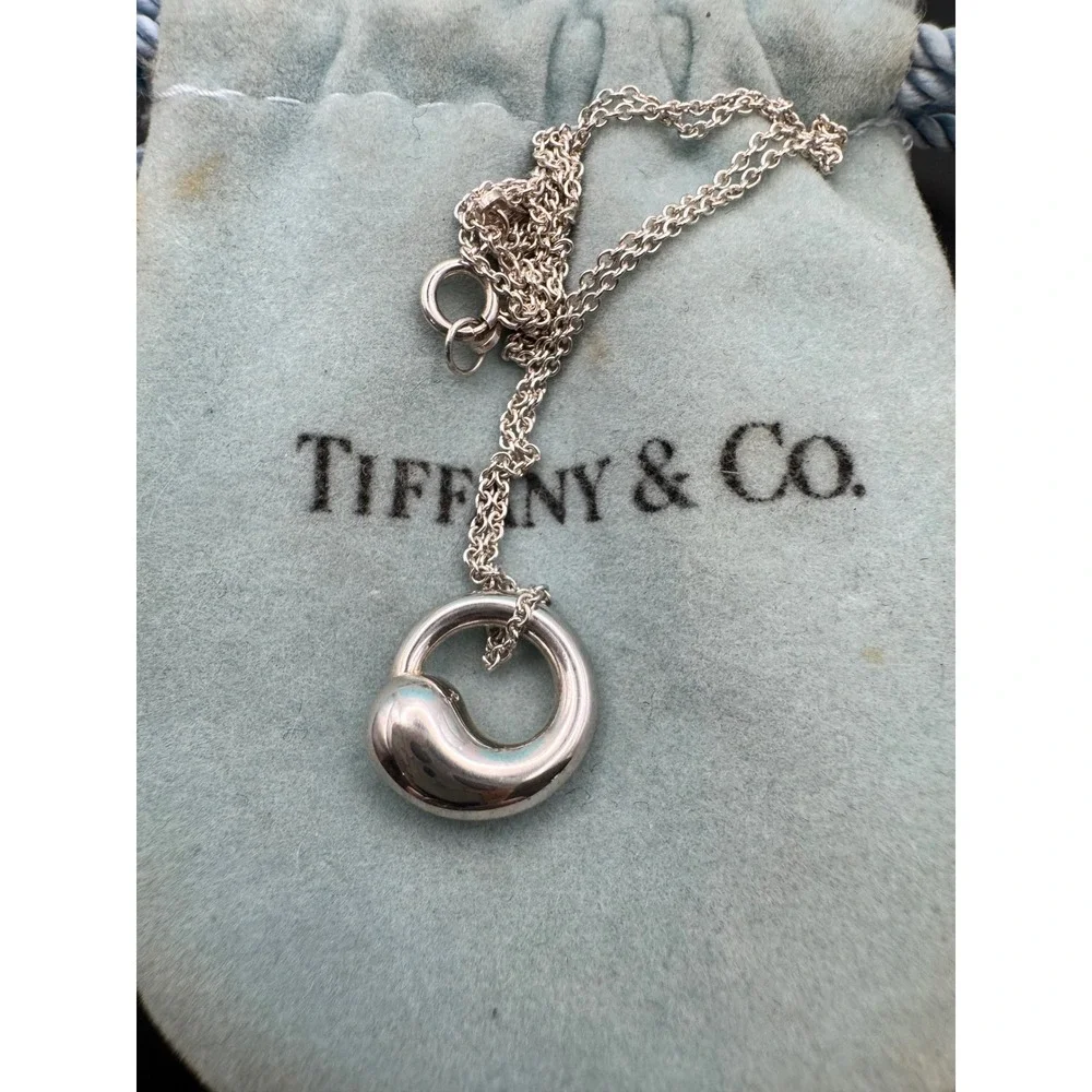 Tiffany & Co Elsa Peretti Eternal Circle Necklace Sterling Silver 925 Spain - Picture 8 of 8